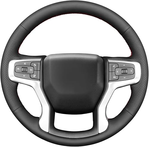 MEWANT Funda de volante cosida a mano para Chevrolet BlazerSilverado (1500)  Silverado (25003500)  SuburbanTahoe cuero genuino para volante de