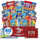 College Valentine's Day Snack Box (40 Piece Variety Gift Basket Care Package) Peanuts, Candy, Chips, Granola Bars & More - My College Crate