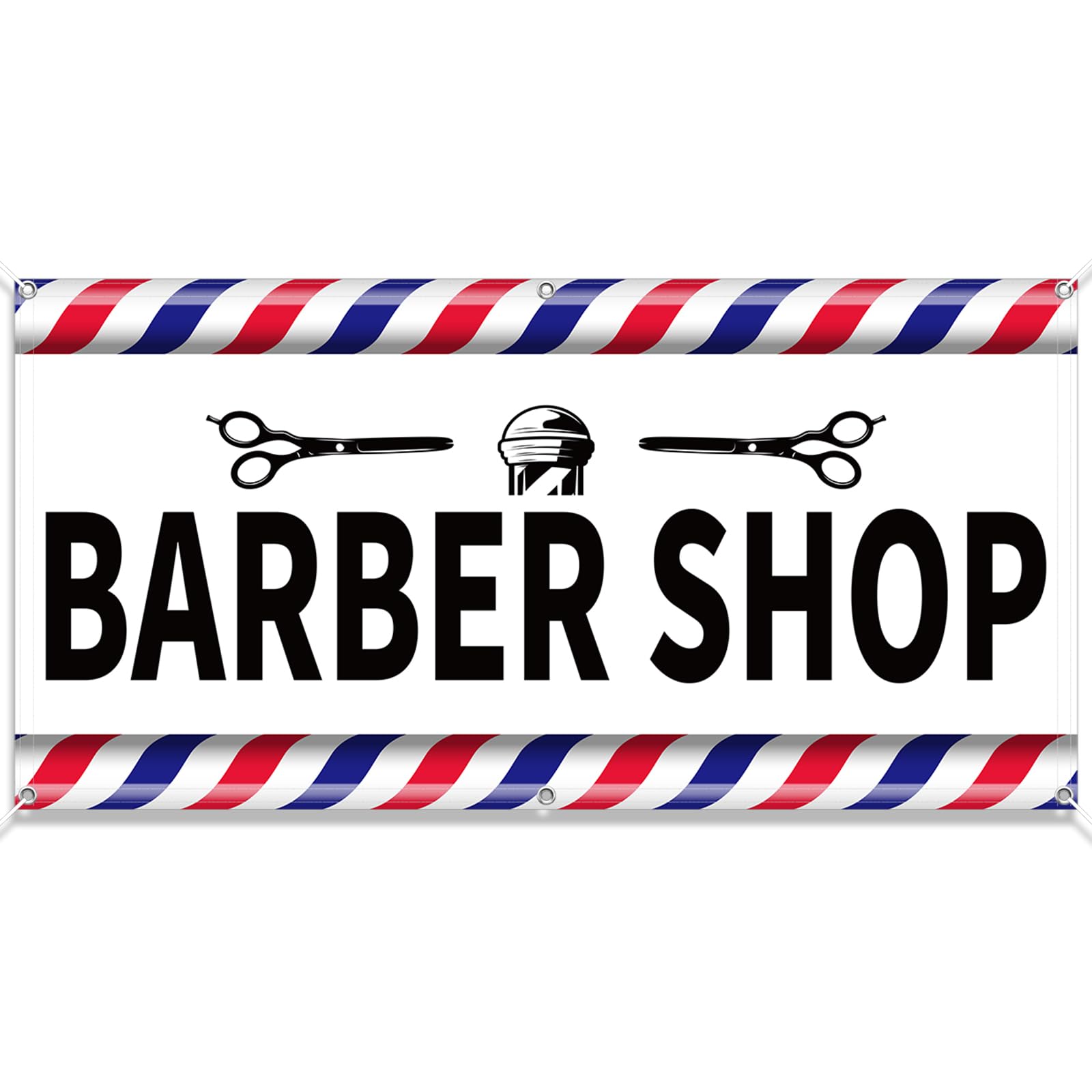 Tudomro 2x4 Feet Barber Shop Vinyl Alternative Banner Fabric Polyester Sign Barber Flag with Grommets