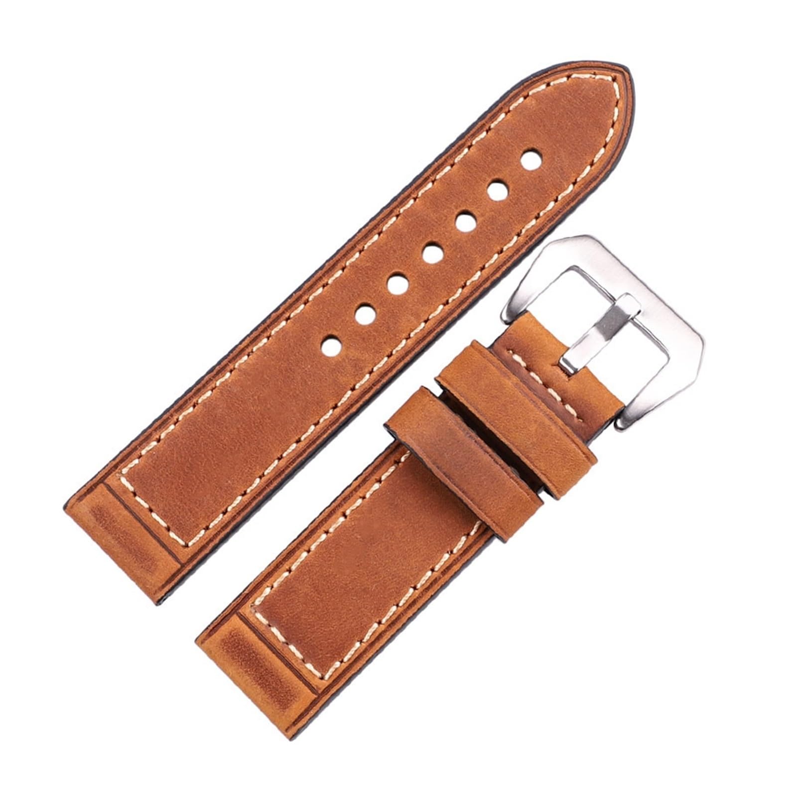 Correa de reloj de cuero hecha a mano para evitar alergias con hebilla inoxidable 6