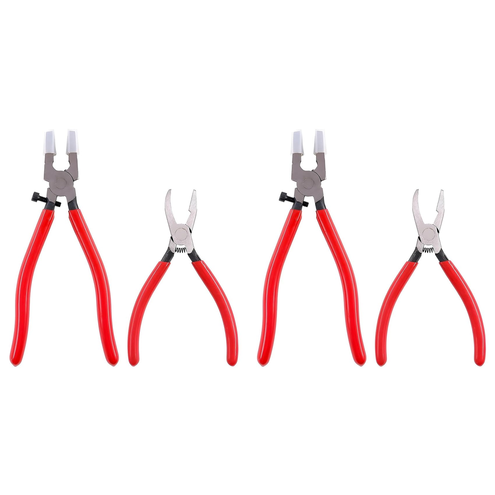 Hfgdnchva 4 Pcs Glass Cutting Tool Kit Glass Running Pliers with Rubber Tips Curved Jaws, Breaking Pliers Glass Cutter Tool
