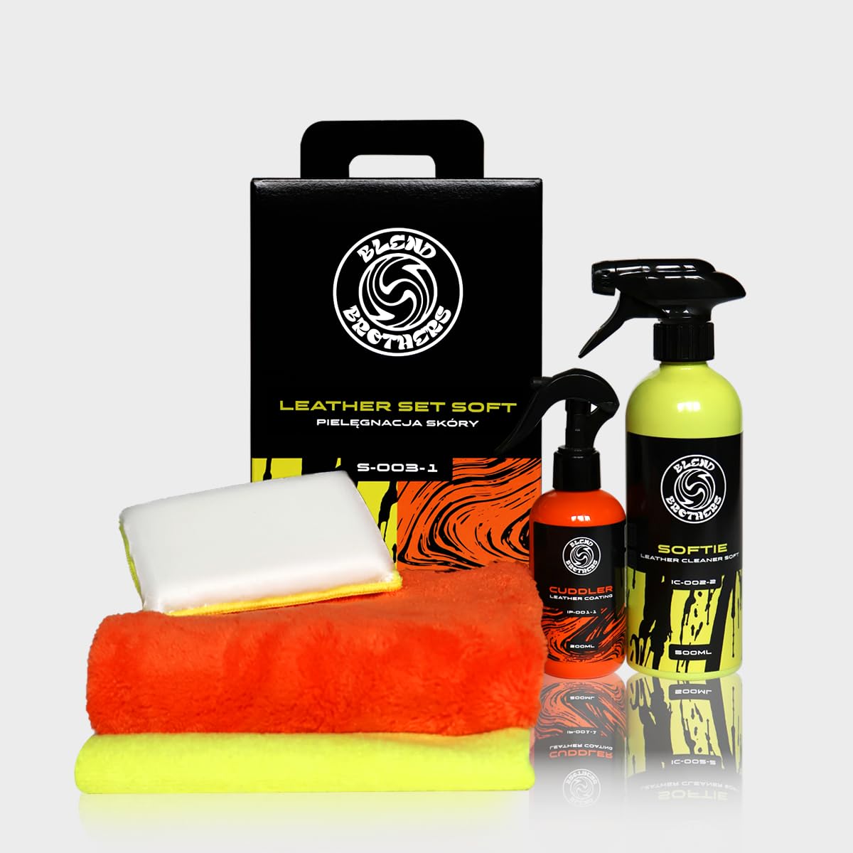 Auto Lederpflege Set 5 Pcs – Lederreiniger & Lederbeschichtung mit Mikrofasertüchern & Pad – Komplettset für die Innenreinigung – für Autoliebhaber & Pflegeenthusiasten
