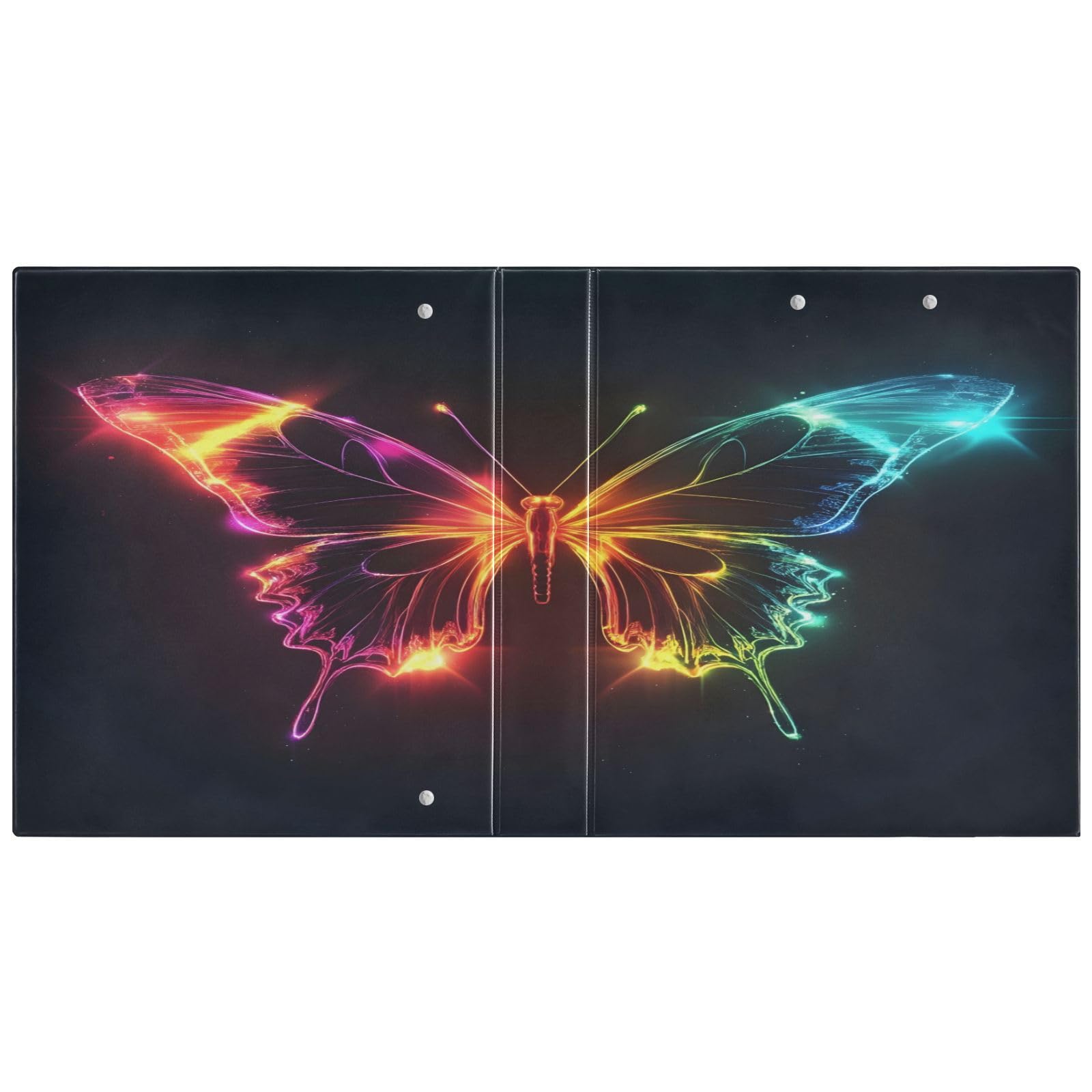 Lot de 2 classeurs de recettes en forme de papillon fluo, grands anneaux