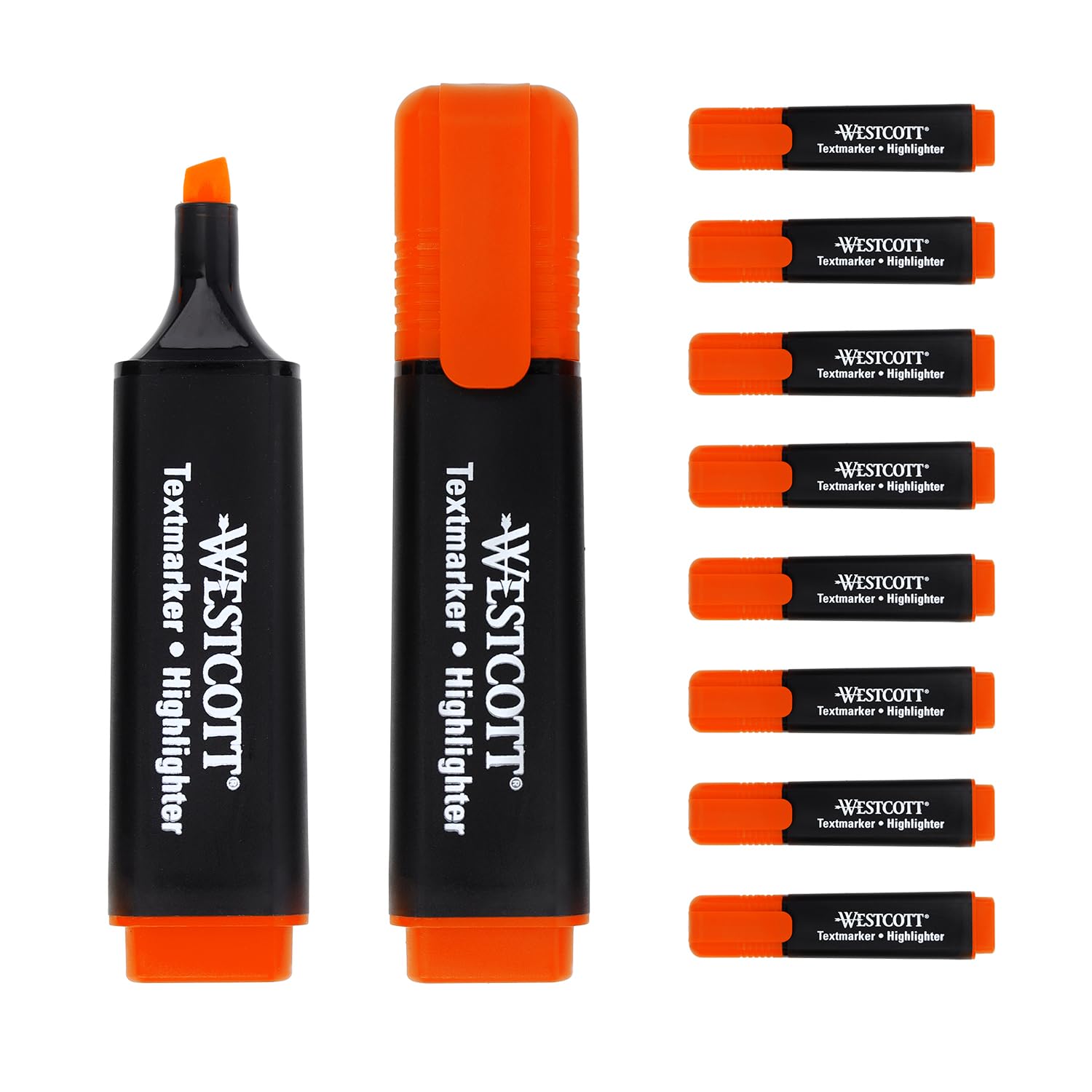 Westcott highlighter markers 10 pieces orange | 10-pack highlighter markers in bright orange | 2-5 mm line width | premium ink from Germany | E-743600 00