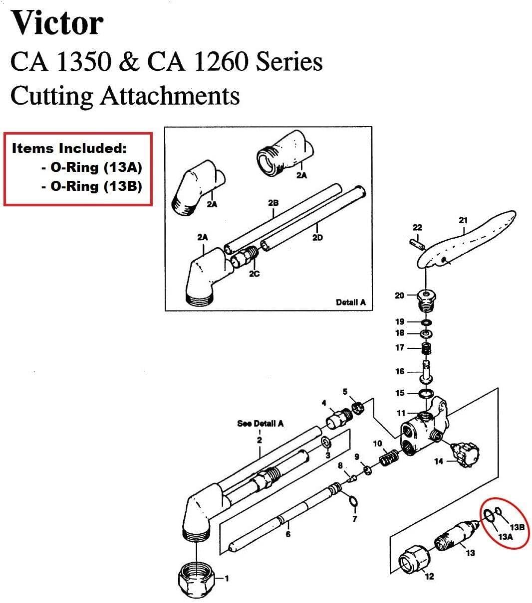 for Victor CA1350 & CA1260 Cutting Torch O-ring Rebuild/Repair Kit