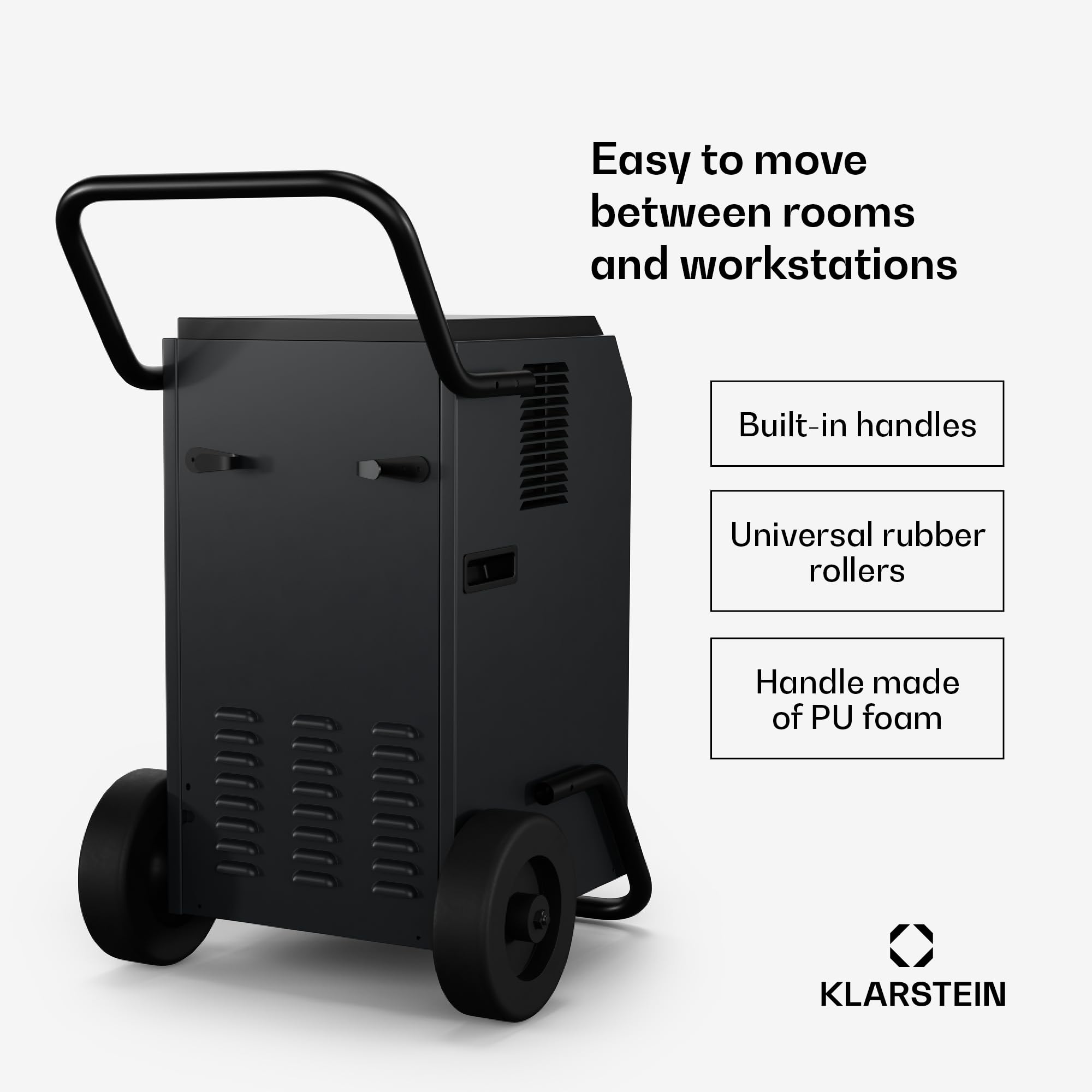 Klarstein DuraDry 50L Osuszacz powietrza - Elektryczny, 52 dB, Zbiornik 5,5 L, Automatyczne odszranianie, Filtr do mycia, Timer 24h, Do piwnicy i dużych pomieszczeń do 80 m², Antracytowy