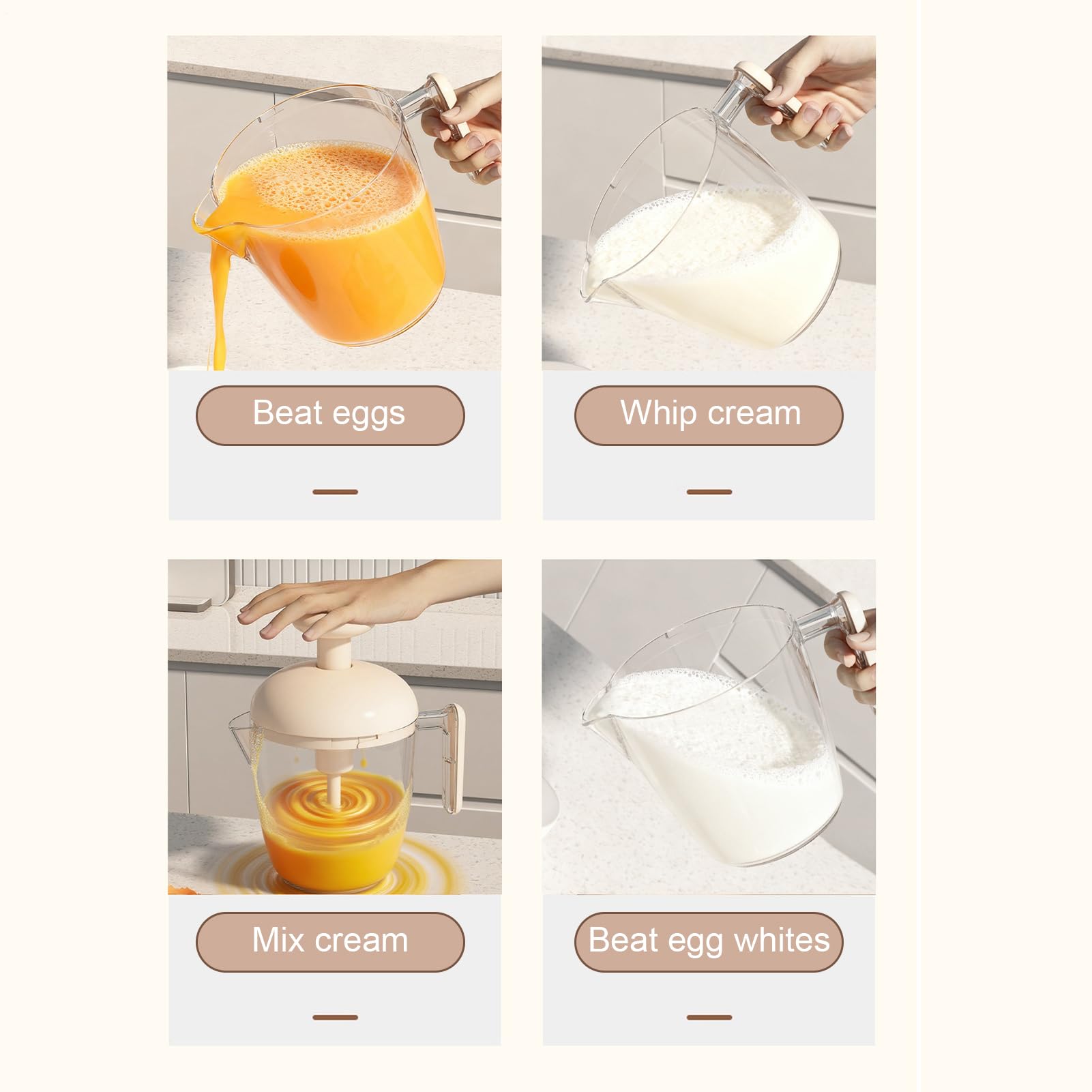 Tazza Mescolauova | Ad Azione Manuale Frullatore per Uova,550ml Preparazione Alimenti Frullatore, Utensile da Cucina per Bevande Crema Pastella Frullati Burro,Attrezzatura da Cucina Antigoccia