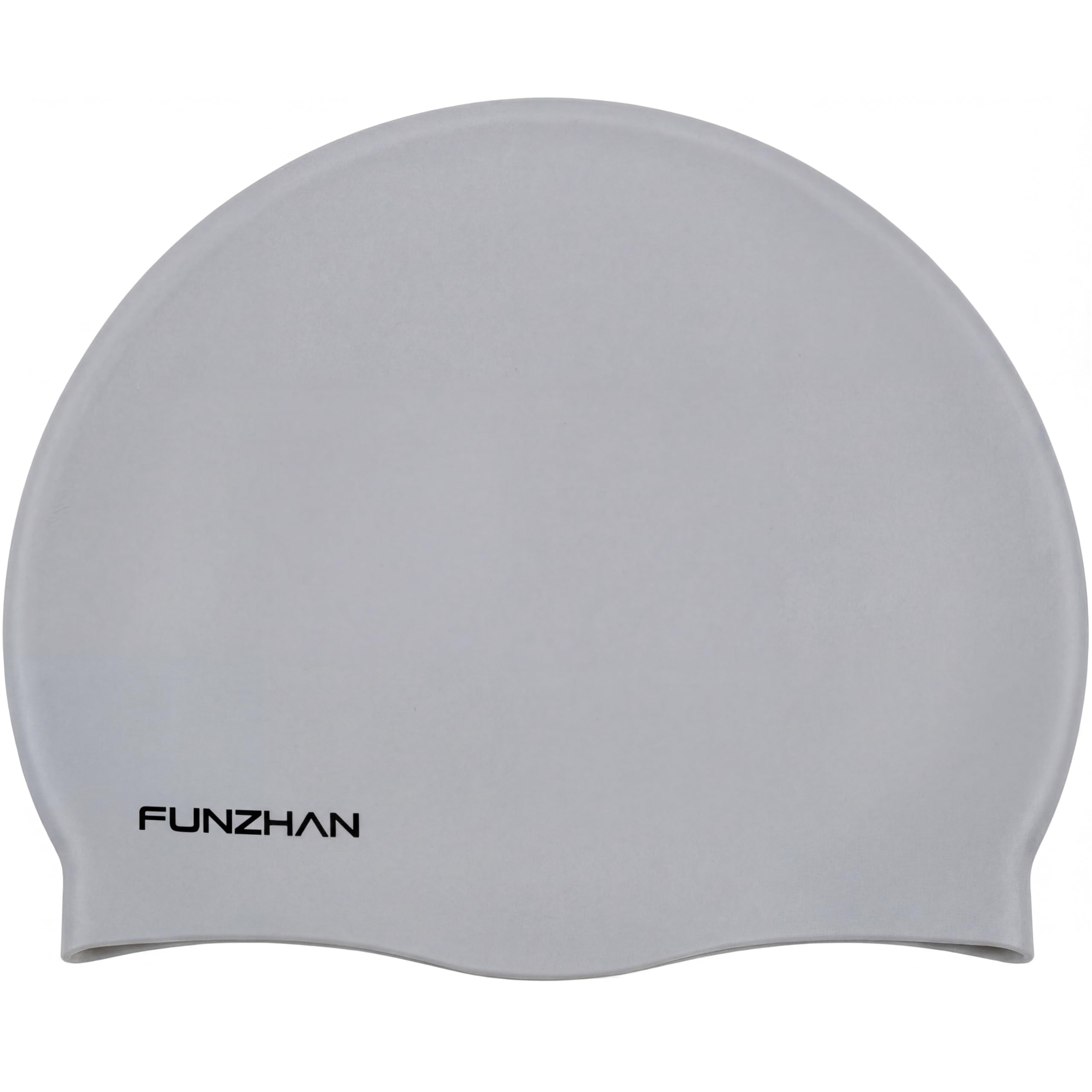 Funzhan Large Adult Swimming Pool Cap Stretchable Waterproof Non-Slip Swim Cap Comfortable Silicone Swimming Hat High Elasticity (Grey)