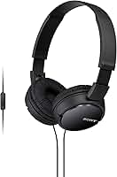 Sony Fones de ouvido intra-auriculares com fio série ZX com microfone, preto MDR-ZX110AP