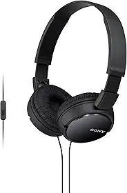 Sony Fones de ouvido intra-auriculares com fio série ZX com microfone, preto MDR-ZX110AP