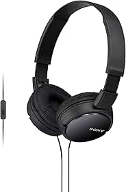 Sony Fones de ouvido intra-auriculares com fio série ZX com microfone, preto MDR-ZX110AP