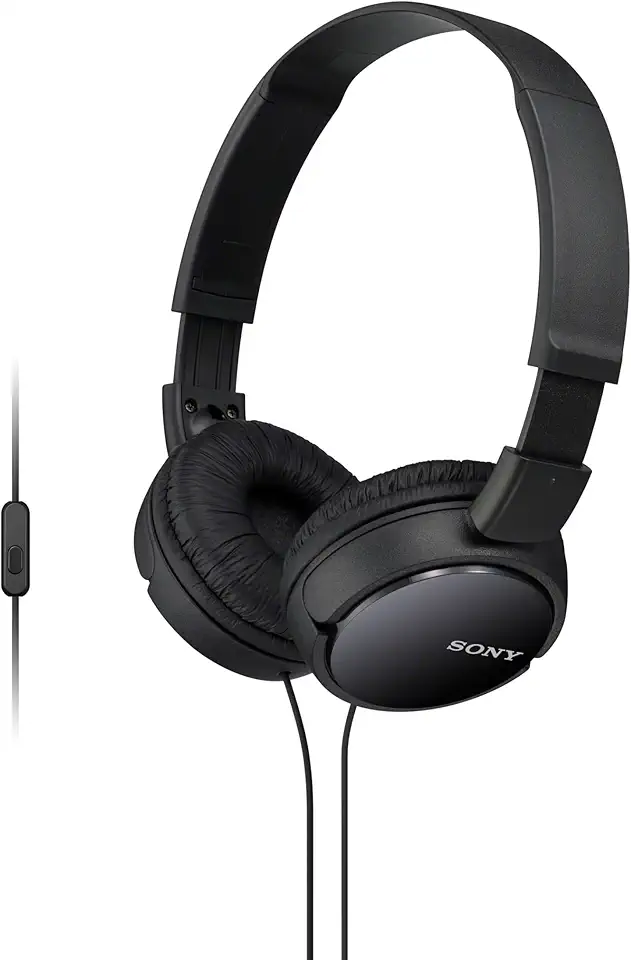Sony Fones de ouvido intra-auriculares com fio série ZX com microfone, preto MDR-ZX110AP