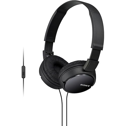 Sony ZX Series Wired On-Ear Headphones with Mic, Black MDR-ZX110AP