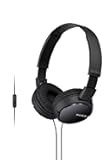 Sony ZX Series Wired On-Ear Headphones with Mic, Black MDR-ZX110AP