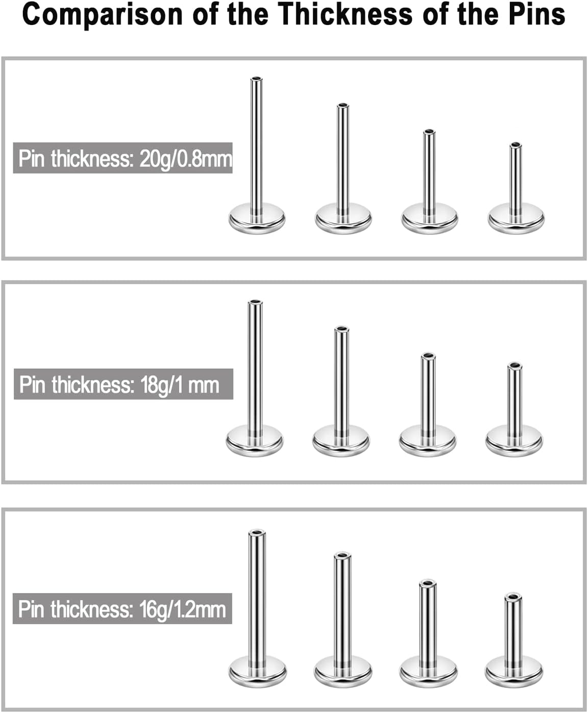 FANSING Single 316L Surgical Steel Threadless Labret Stud with CZ for Nose Cartilage Helix Rook Conch Tragus Earlobe Piercings - Image 3