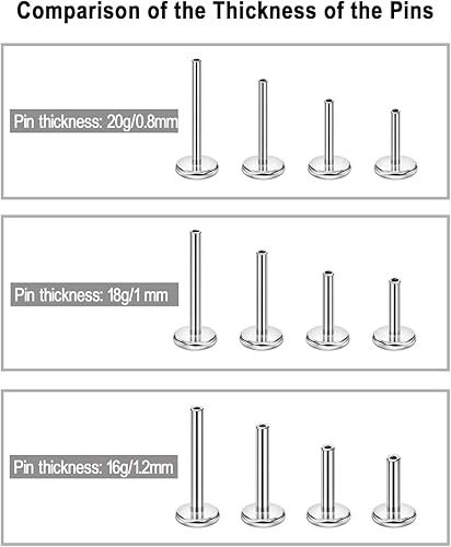 Miniatura 4 de FANSING 316L Surgical Steel Threadless Push Pin Birthday Stone Labret Studs 20g