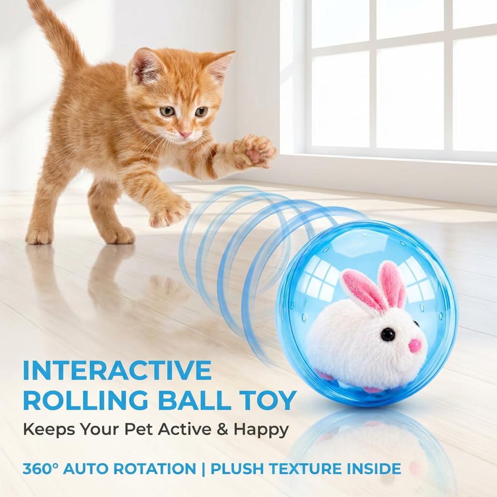 Selbstrollender interaktiver Katzenball, automatisch, 2 Stück