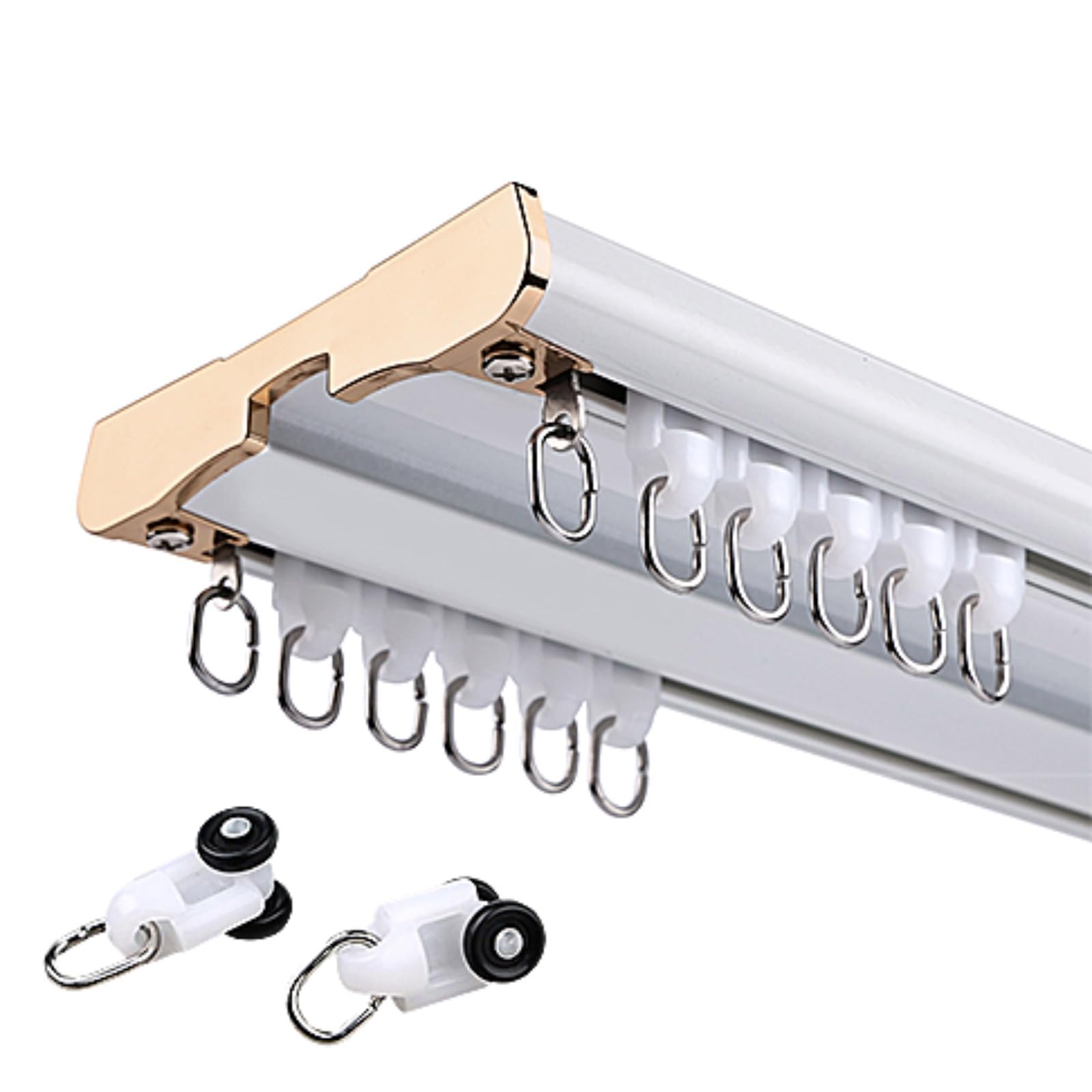 GLDYTVF Double Curtain Rod, 2-Tier Drapery Rod Set with Mounting Accessories for Room Dividers, Living Room, Bedroom, and Window Interiors (White, 160cm/5.2ft)