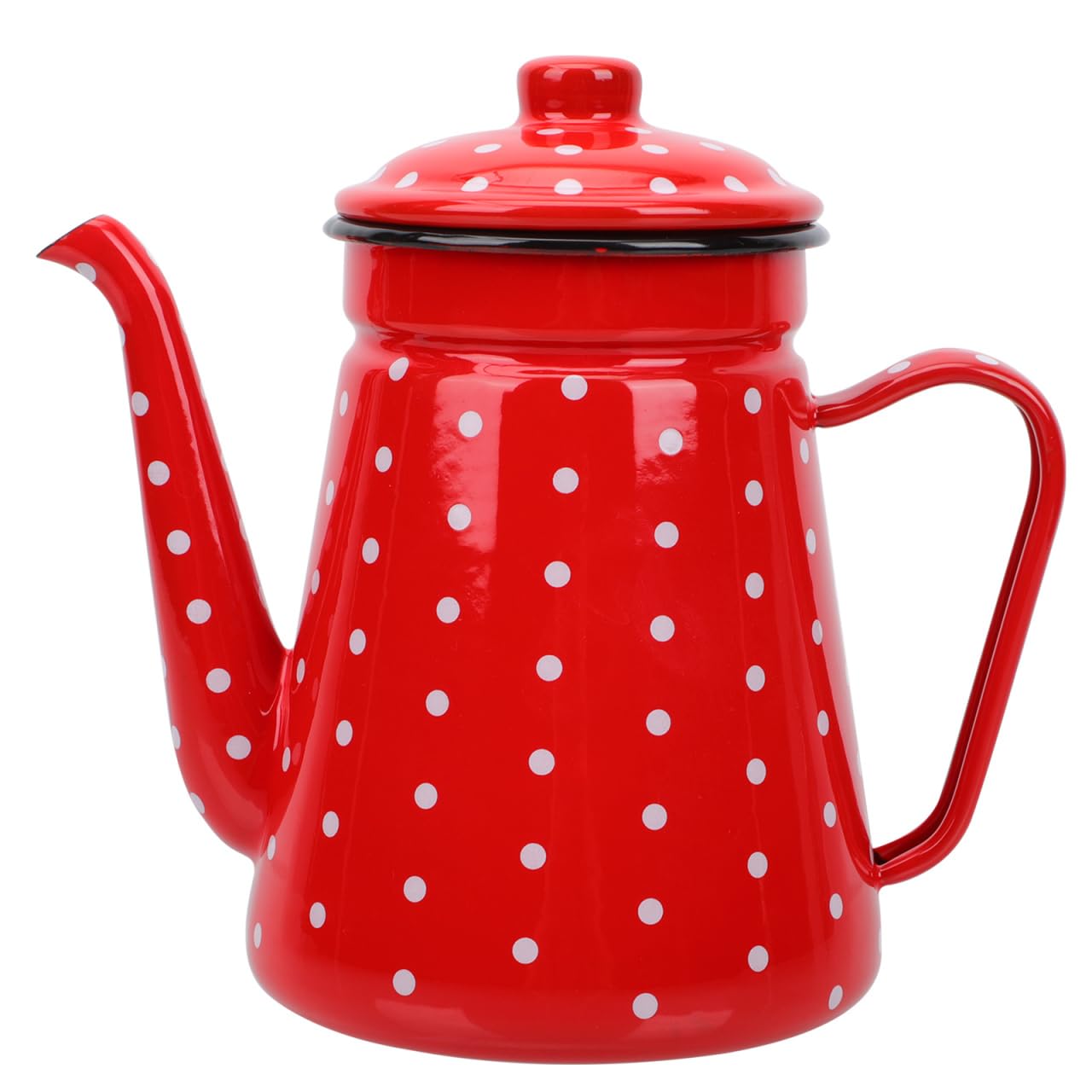 Housoutil Cafetera esmaltada de 1,5 l, boquilla estrecha de esmalte rojo, con gran caño para el hogar, para cocina y camping