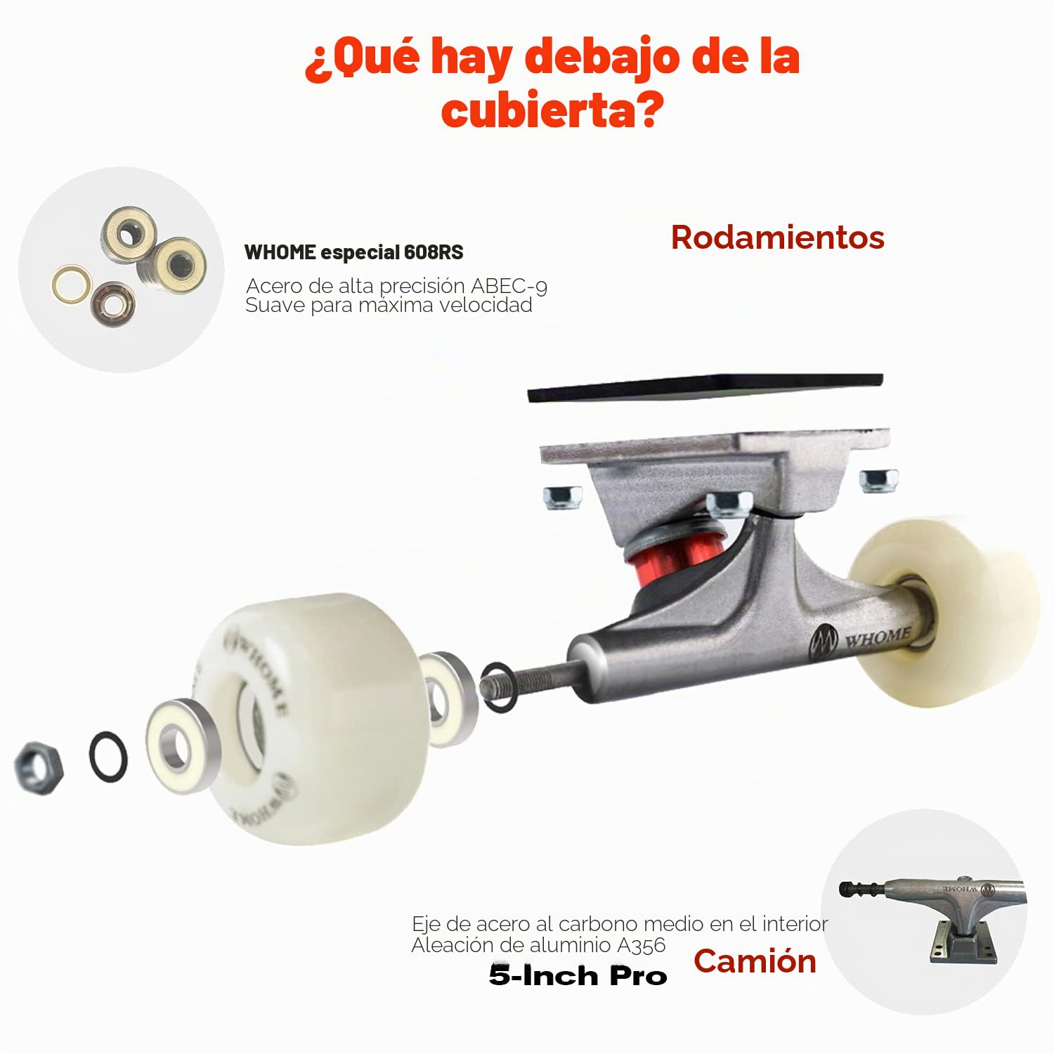 WHOME Pro Skateboard Completo para Niño Niña/Adulto Principiante/Pro - 31 x 8 Pulgada Patineta Estándar 8 Capas Alpine Maple Deck ABEC-9 Incluyen T-Tool