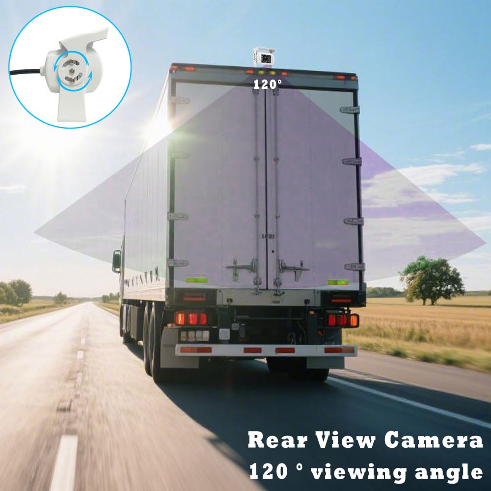 Telecamera di retromarcia a 4 pin, resistente, 18 LED, visione notturna, impermeabile, con cavo da 10 m, per camper, rimorchi, pickup, camper, autobus, furgoni e roulotte (senza linea guida)