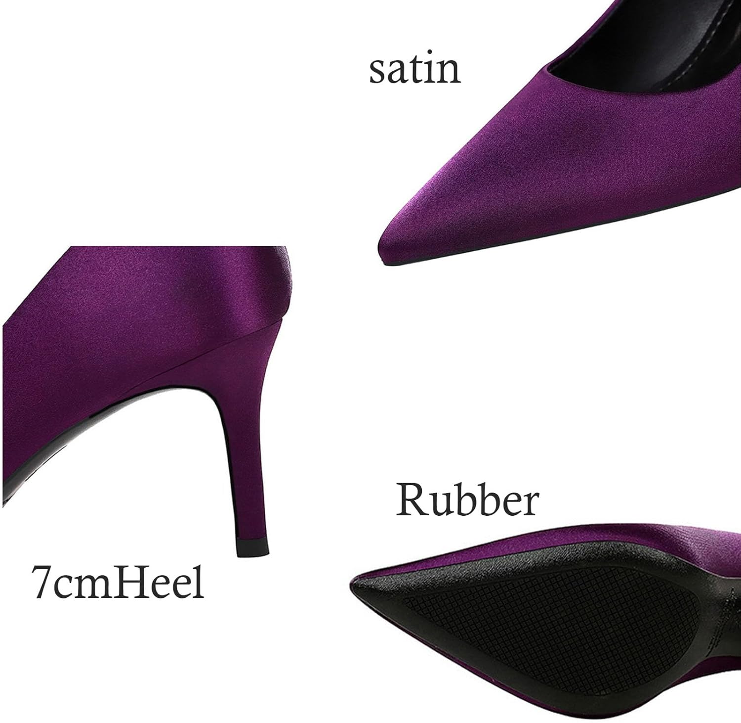 Women's Satin Stiletto Pumps Classic Slip-On Solid Color High Heels Sexy Pointed Toe Heeled Dress Wedding Shoes for Casual Office Business Formal Party