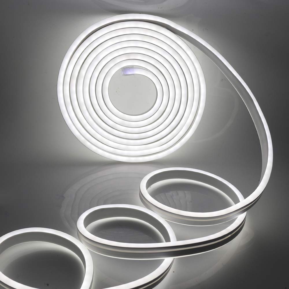 Nouveau Ruban LED Néon, Dimmable Bande LED Lumineuse avec 23 touches Gradateur, 220V Silicone IP65 Etanche 3000K Découpable Flexible Néon Lumière pour Chambre, Cuisine, Décoration