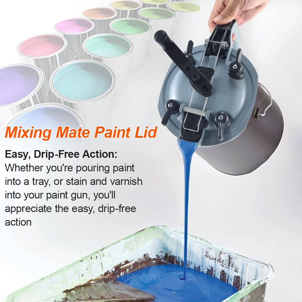 2 PCS 4L Mixing Mate Paint Lid Kit, Paint Can Pouring Spout with Better Sealing Effect, Universal Paint Shaker, for Stirring, Storing and Pouring