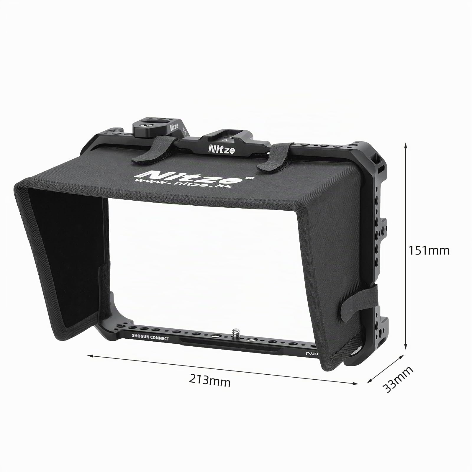 Nitze Cage pour Moniteur Atomos Shogun/Shogun Ultra/Shogun Connect, Cage de Moniteur avec Plaque de Montage et Capot Soleil - JT-A03C