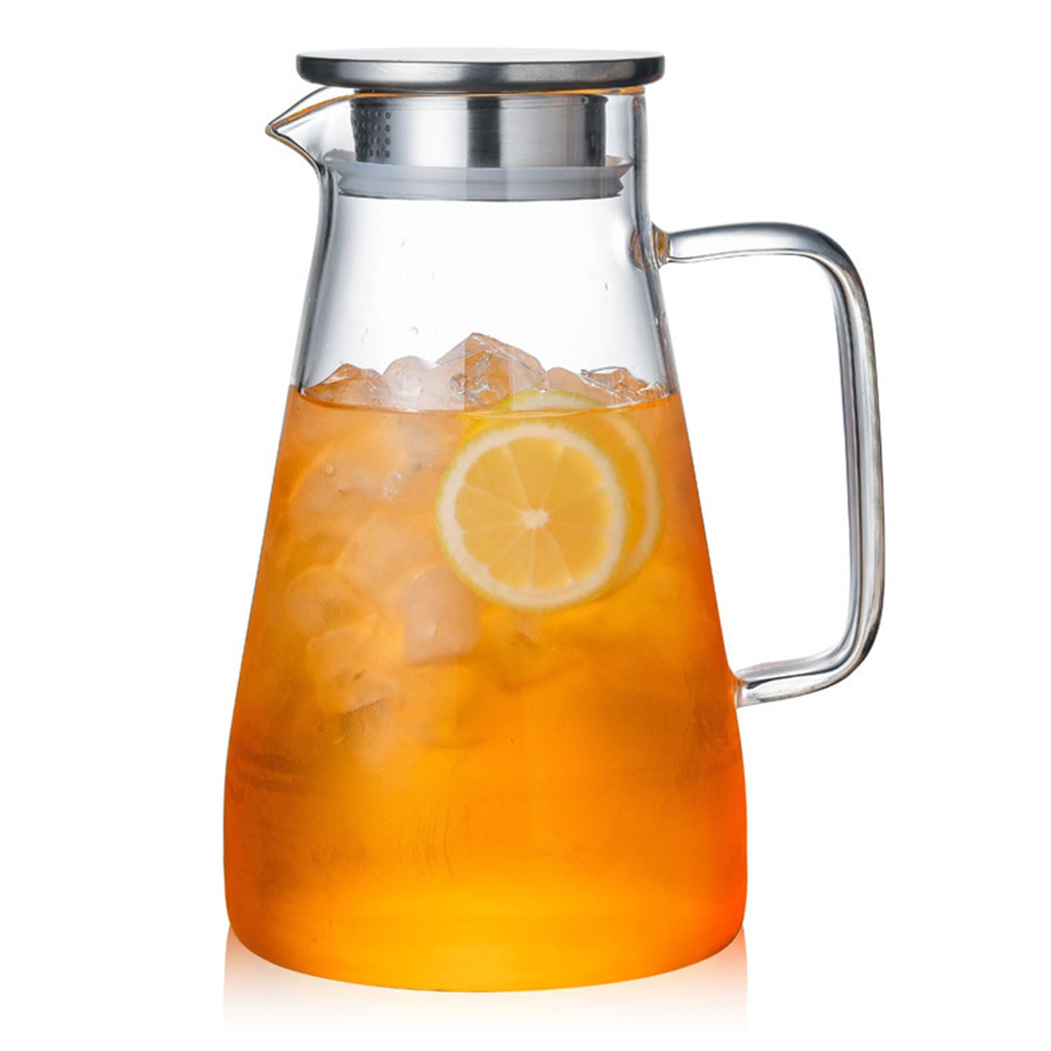 1.8L Glass Pitcher with Lid, Hot/Cold Water Jug, Juice and Iced Tea Beverage Carafe,60oz/1800ml Glass Water Pitcher (1.8L)
