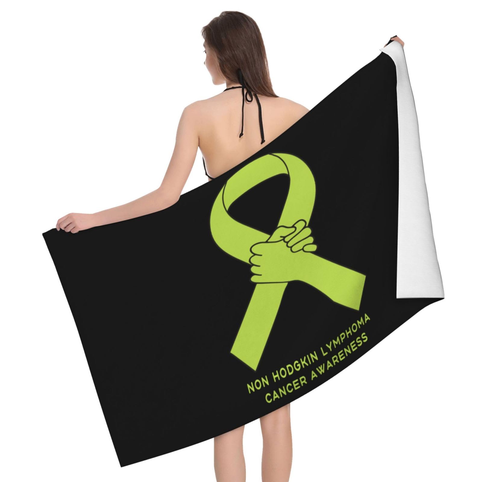 HLBSDM Microfiber Non Hodgkin Lymphoma Cancer Awareness Beach Towel Quick Dry Soft Sand Free Beach Towels for Pool Swim Beach Lightweight Thin Towels