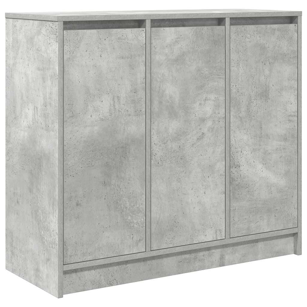 Cómoda de madera gris con 3 puertas y estantes interiores de gran capacidad