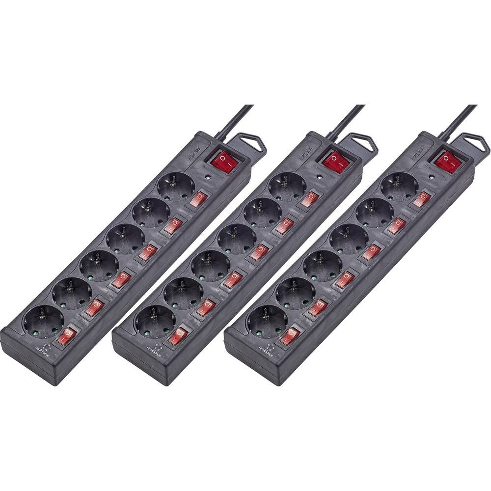 Renkforce RF-3050852 Überspannungsschutz-Steckdosenleiste 6fach Schwarz Schutzkontakt 3 St.