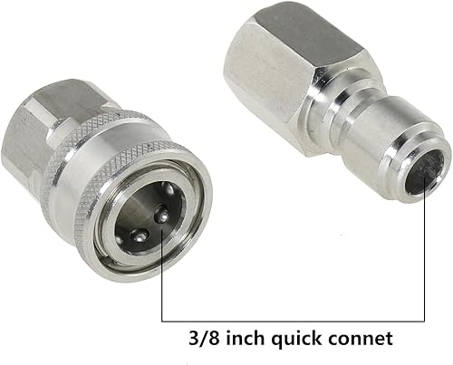 Miniatura 3 de ZZHXSM Adaptadores de lavadora de alta presión de acero inoxidable Conexión rápida Lavadora de alta presión Juego de adaptadores de manguera macho y