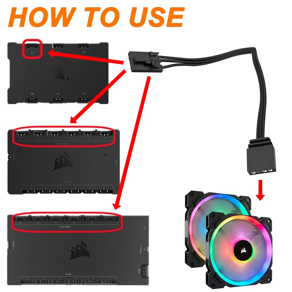 Câble adaptateur RGB 4 broches vers 3 broches pour Corsair RGB, ARGB 5V 3 broches, 10 cm, 3 pièces