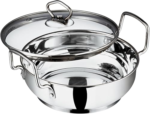 Vinod Utensilios de cocina para inducción Kadai con tapa plateada 2 litros