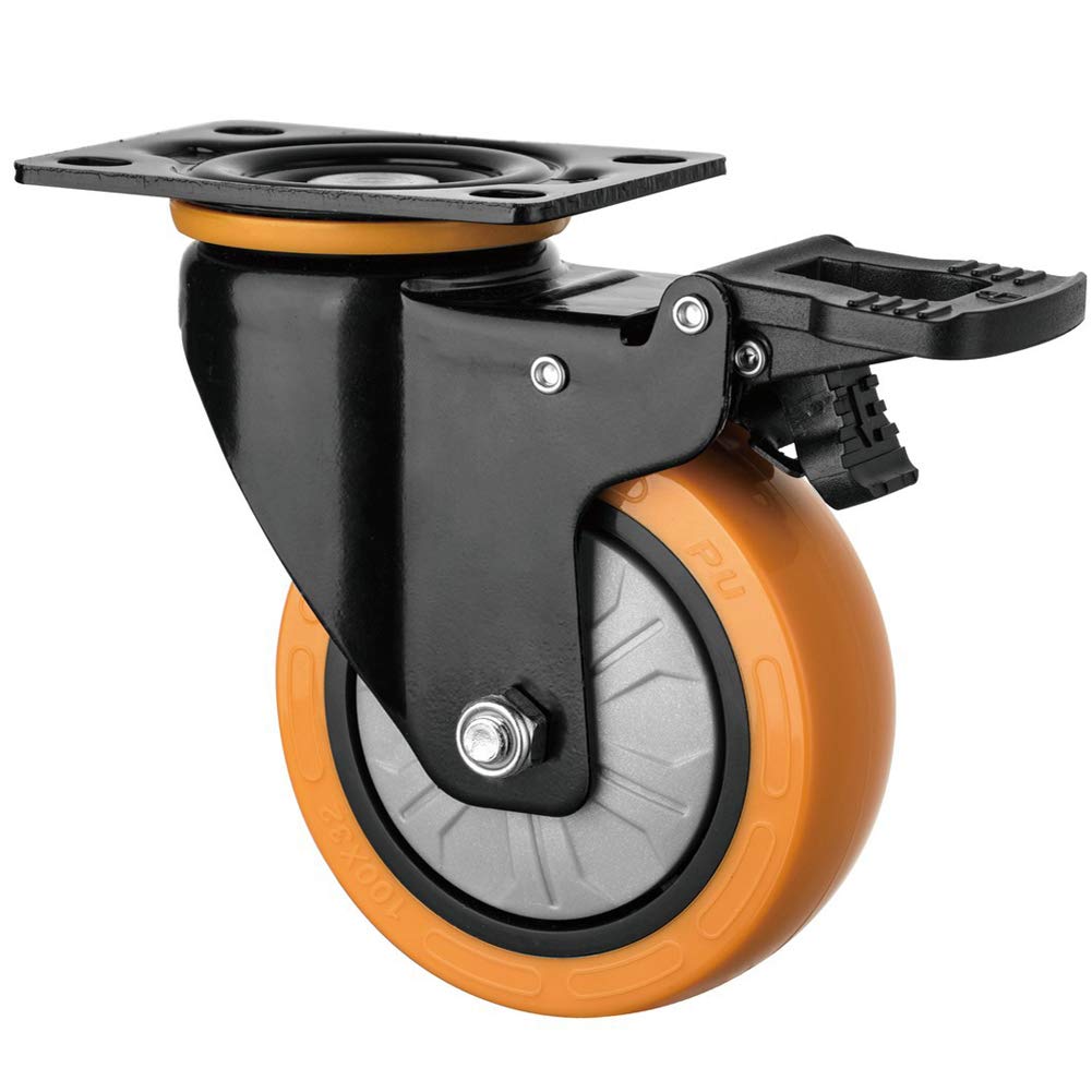 75 Mm Schwerlastrollen PU – 4er Set Mit Doppelsto Produktbild-Vorschau 2