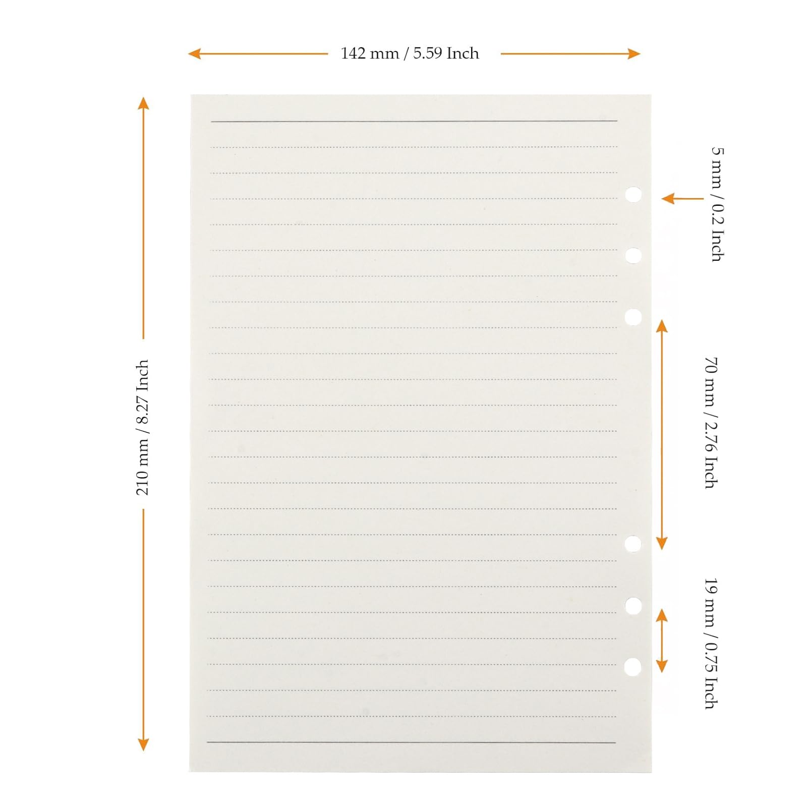 10 papier uzupełniający A5, 450 arkuszy, segregator A5, wkładki, 6 otworów, do notatnika, 100 g/m²