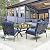 PatioFestival 4 Pices Patio Furniture Conversation Set,Metal Outdoor Furniture Set w/All Weather Cushioned Loveseat,Poolside Lawn Chairs,Coffee Table