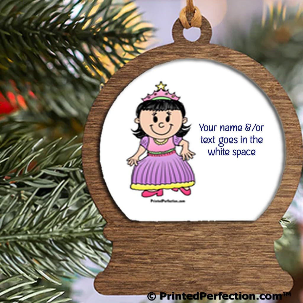 Personalized Future Princess - Purple Wooden Snow Globe Shaped Christmas Ornament
