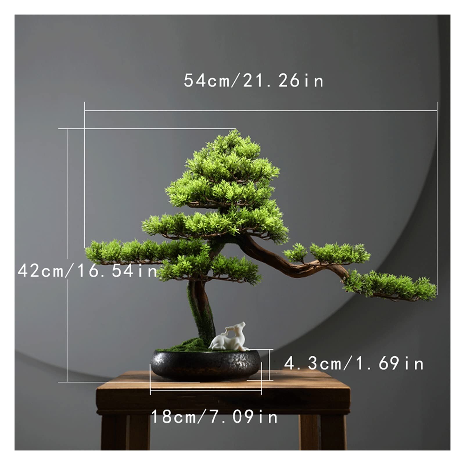 Piante artificiali Albero del bonsai artificiale da 16 pollici, impianti finte decorati da fulvo, for l'ufficio domestico, decorazioni da giardino Zen (con pennello for la pulizia) Bonsai artificiale
