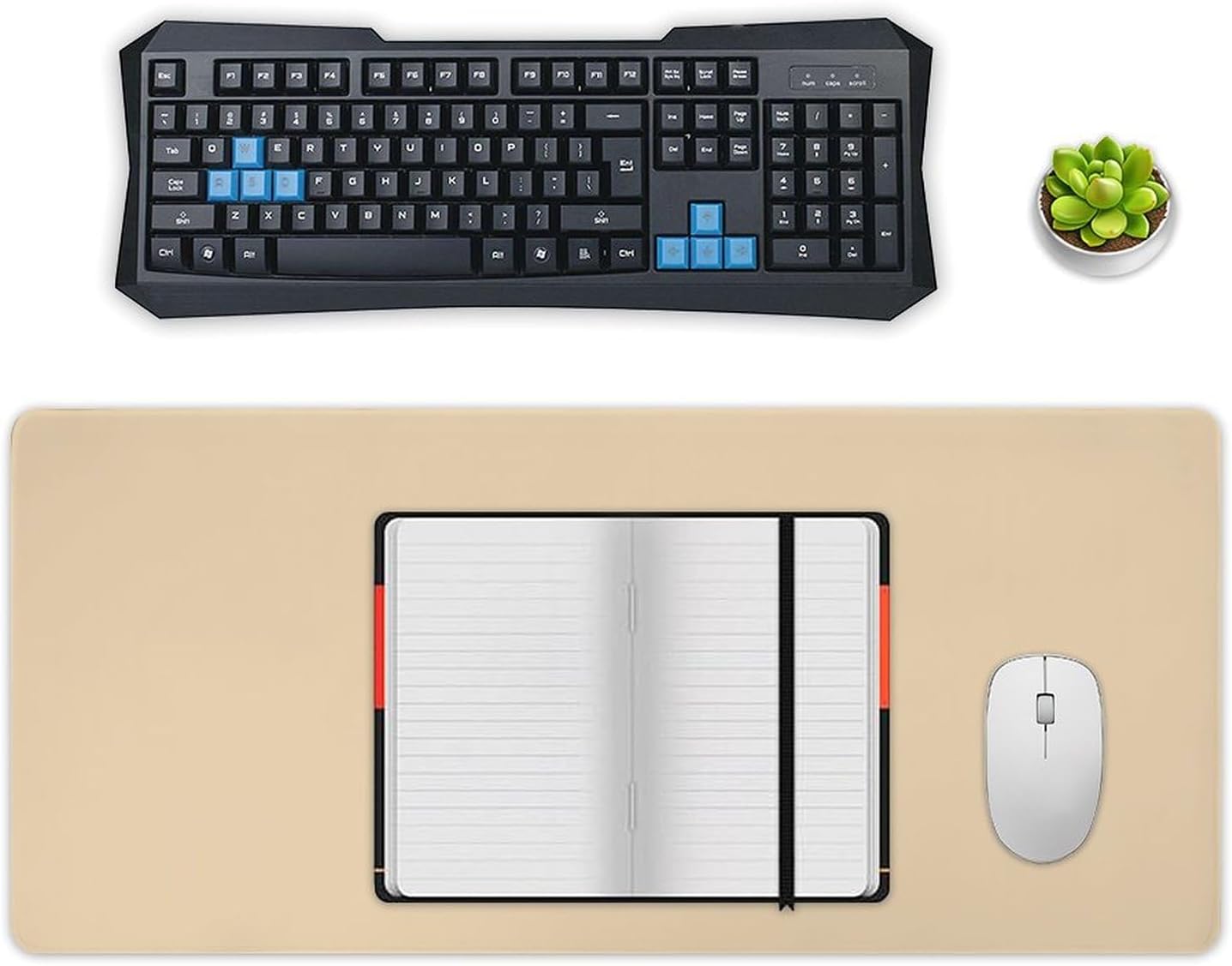 Desk Pad Large Mouse Pads, Solid Color Plain Sand Beige Desk Mat for Computer Laptop & Gaming Desk Mousepad Writing Mat for Gamer,Office & Home 16 x 36inch