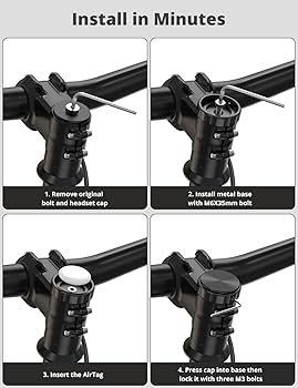 Bike Gps Hidden Bike AirTag Mount - Anti-Theft GPS Tracker Holder For Stem Caps (Fits 1-1/8" To 1-1/4" Headsets) Bike Airtag Holder