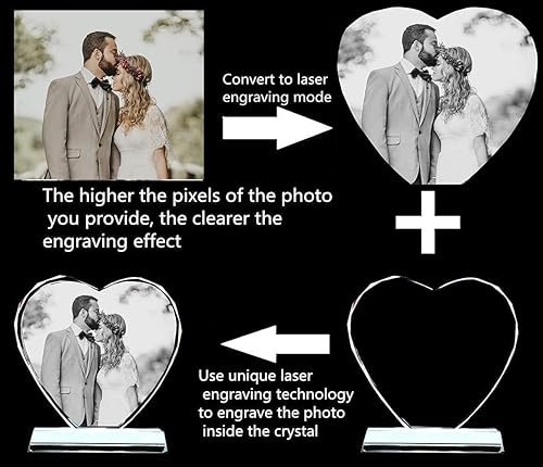 Miniatura 5 de WEIK&CPYK Marco de fotos de cristal personalizado en forma de corazón para cumpleaños, aniversario de boda, Navidad, regalo del día de San Valentín