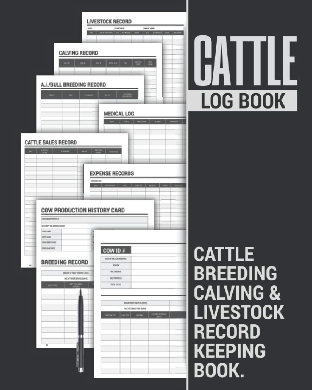 Buy Cattle Log Book Cattle Breeding, Calving, and Livestock Record