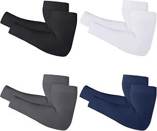 Arm Sleeves for Men Women, Size L - XL, UV Sun Protection Sleeve to Cover Tattoo, Cooling Compression Arm Cover - 2&4 Pairs