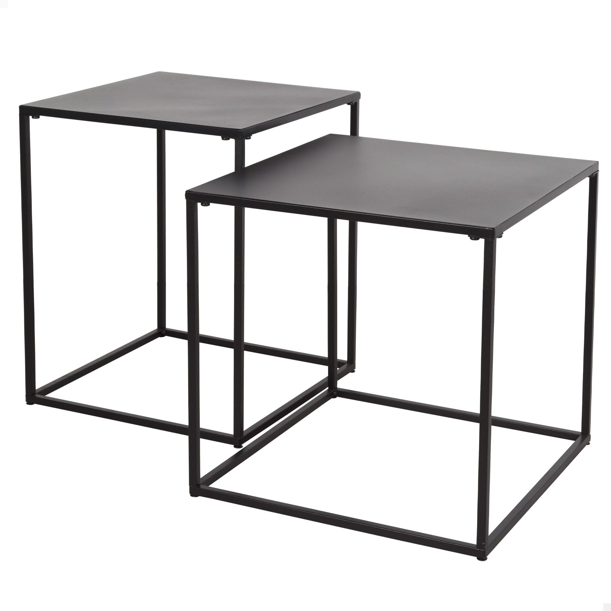 AKTIVE Max Home Set of 2 Side Tables, 38 x 37 and 34 x 41 cm, Maximum Weight 5 kg, Nest for Office, Living Room, Dining Room, Bedroom, Industrial Style, Black Metal Frame (18507)
