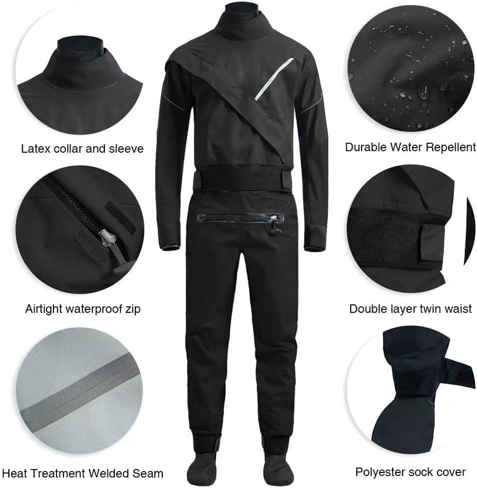 Drysuit Breathable Men's Front Zipper Sailing Boating Nylon For Paddling Kayaking Fishing Waterproof Dry Suit
