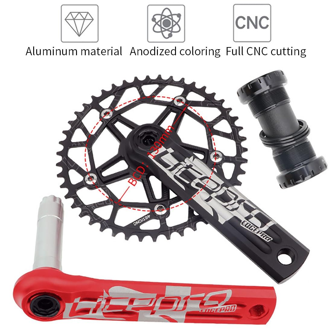 Amazon.co.jp: 170mm 130BCD クランクセット 折りたたみクランクセット