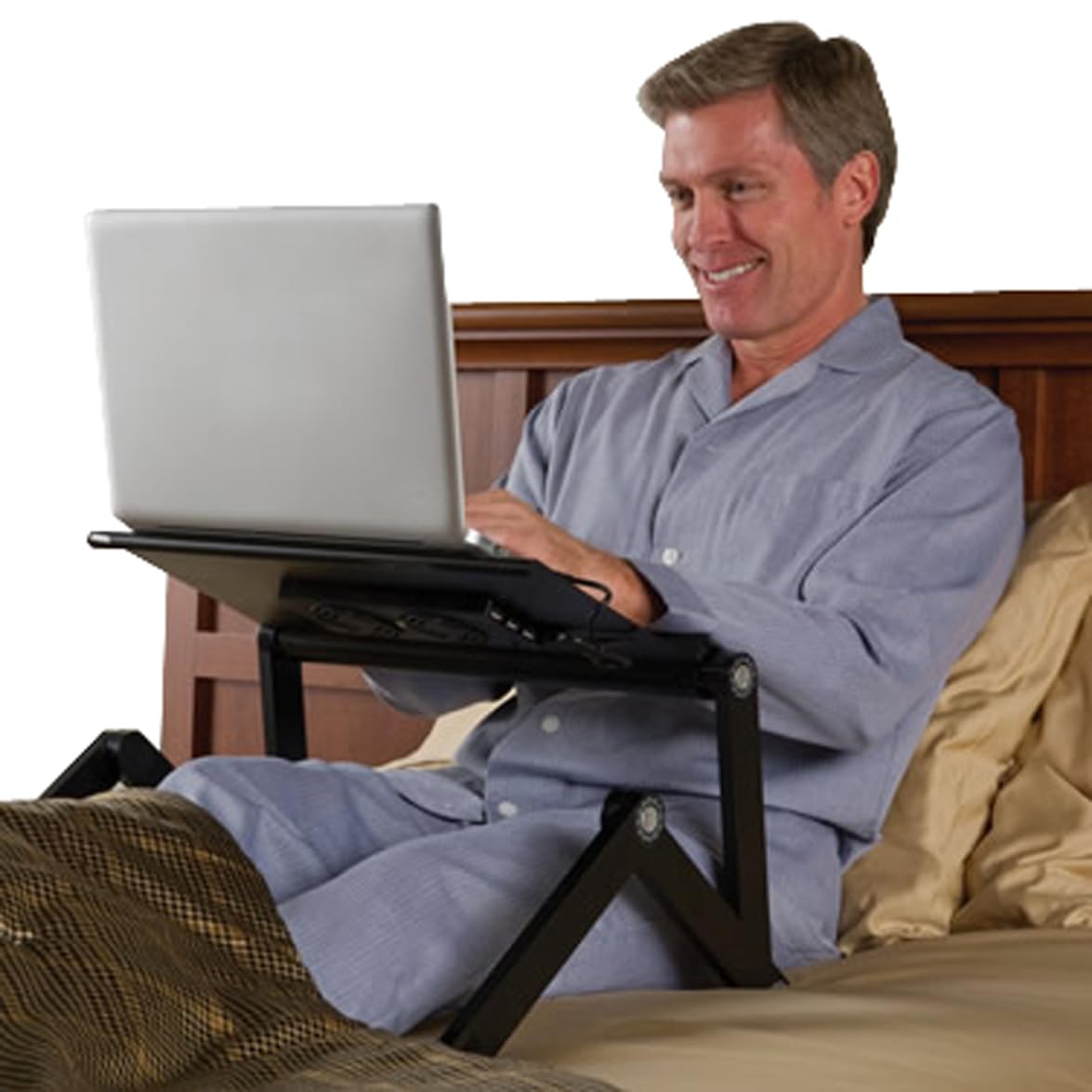 Soporte ajustable Executive para portátil y tableta de WorkEZ, ergonómico, color negro